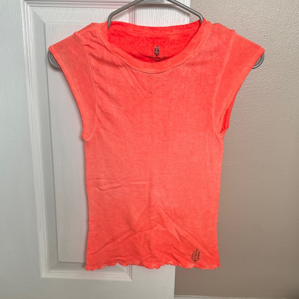 Free People Vibrant Orange Short Sleeve Tee